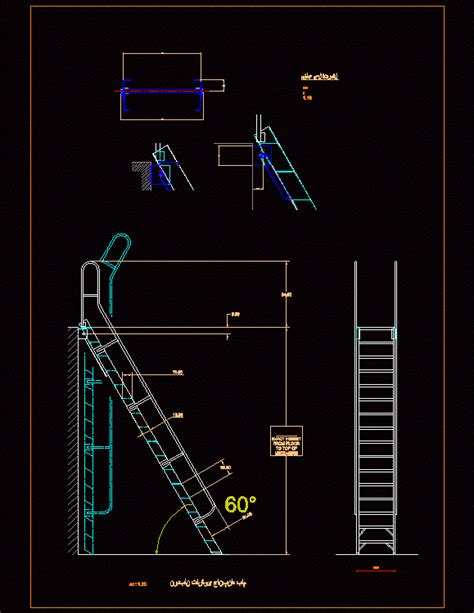 Ladder For Roof Access 2d Dwg Elevation For Autocad • Designs Cad