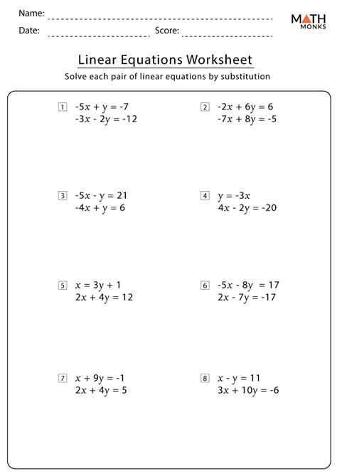 Linear Equations Practice Worksheet