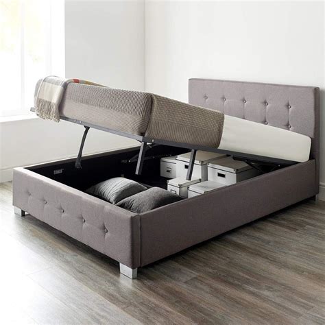 Aspire Beds Upholstered Storage Ottoman Bed In Grey Black Or Natural