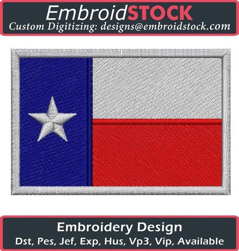 Texas Flag 3 Sizes Embroidery Design Machine Embroidery Designs