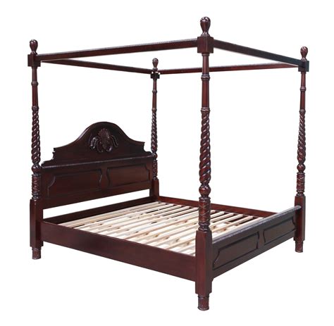 Solid Mahogany Victorian 4 Poster Canopy Bed Antique Style Bedroom Furniture Ebay