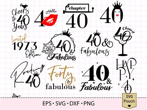 40 And Fabulous Svg Cake Topper Bundle Graphic By Svgpouch · Creative