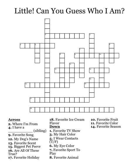 little can you guess who i am crossword wordmint