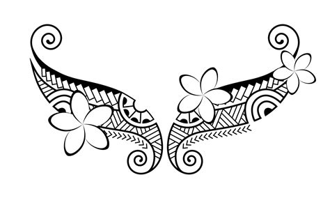 Maori Style Tattoo Ethnic Decorative Oriental Ornament With Frangipani