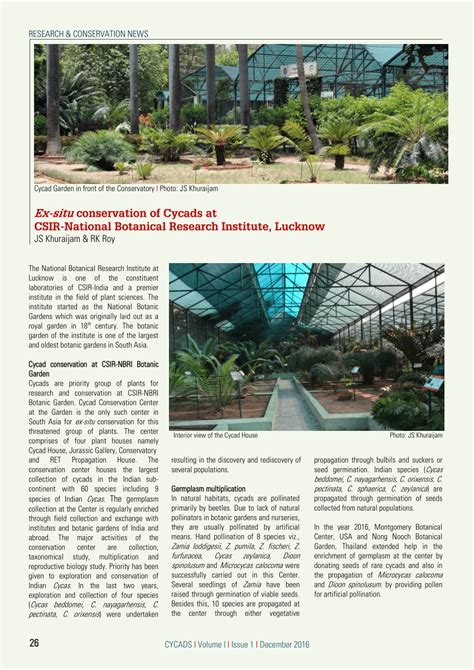 Pdf Ex Situ Conservation Of Cycads At Csir National Botanical