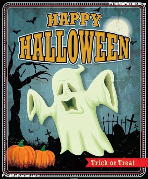 Vintage Halloween Ghost Poster Design Poster Idf55855359 Halloween