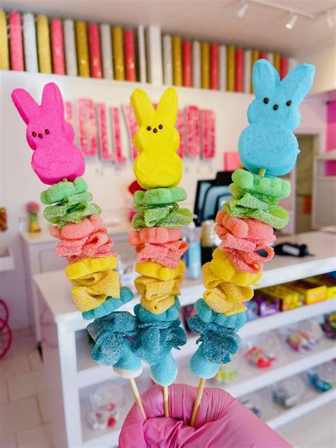 6 Easter Bunny Peeps Pastel Gummy Assorted Candy Kabob Kebab Etsy