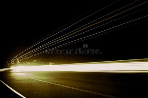 Lights Of Cars With Night Abstraction Of Light Trails Stock Image