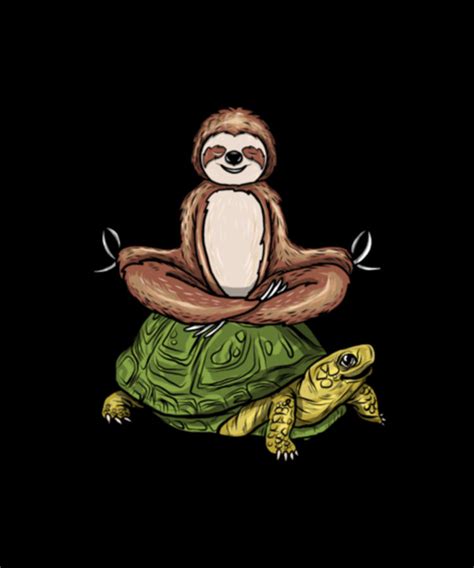 Sloth Riding Turtle Meditation Slow Down Digital Art By Tinh Tran Le Thanh Fine Art America