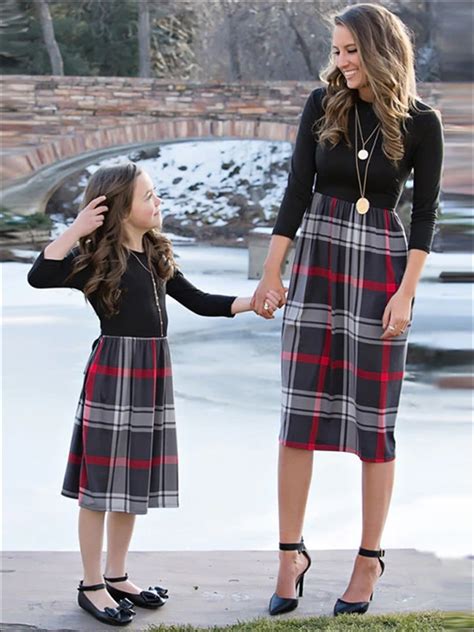 mommy and me fall long sleeve plaid dress mia belle girls
