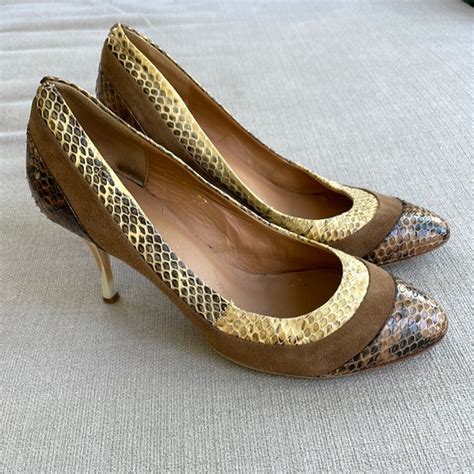 Vero Cuoio Shoes Italian Made Snakeskin And Suede Pumps Size