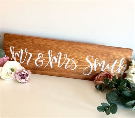 Free Standing Top Table Sign Solid Wood Sign Modern Calligraphy
