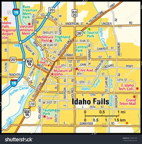 Idaho Falls Idaho Area Map Stock Vector 162931529