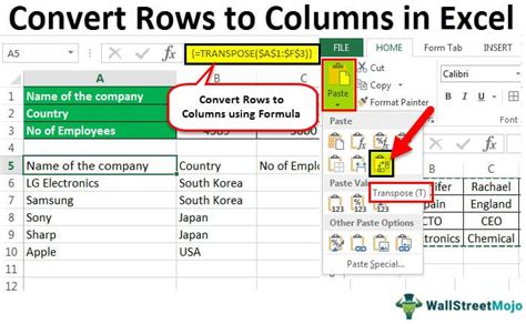 Rows To Columns In Excel How To Convert Methods Templates