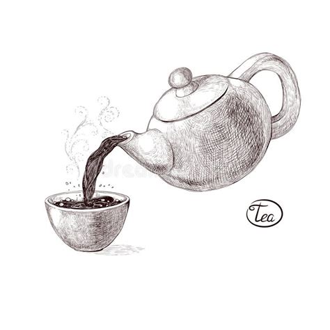 Vector Sketch Illustration Of Fresh Welded Hot And Flavored Morning Tea