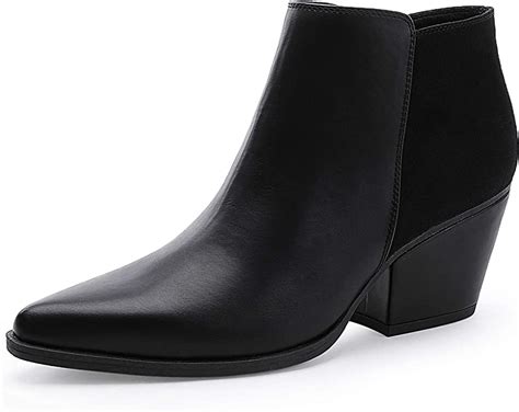 centropoint women s fashion block heel ankle boots pointed toe side zip leather booties amazon