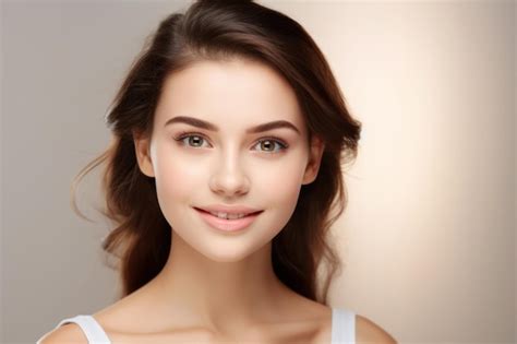 Premium Ai Image Beauty Woman Face Portrait Beautiful Spa Model Girl With Perfect Fresh Clean