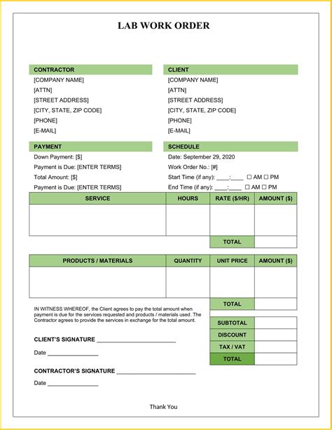 Free Printable Work Order Form Template Sexiz Pix