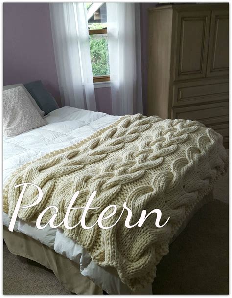 Chunky Oversized Cable Knit Blanket Pattern Etsy Cable Knit Blankets Knitted Blankets