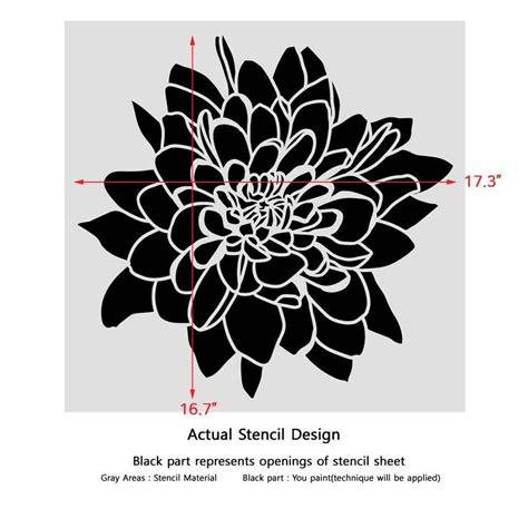 Chrysanthemum Flower Wall Stencil Wallpaper Look For Diy Etsy