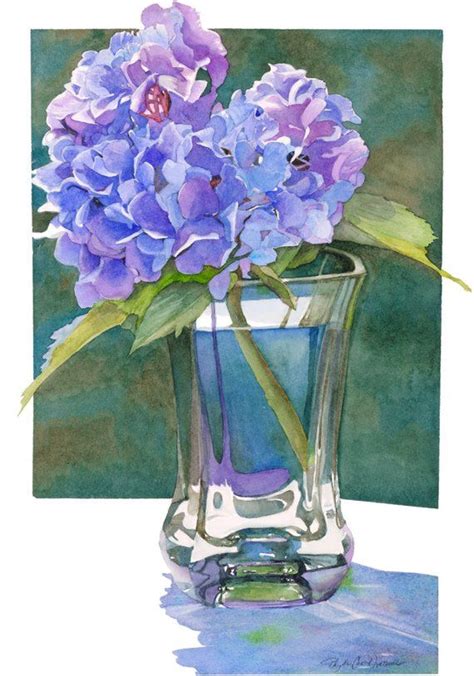 Hydrangea Watercolor Art Painting Giclee Print X Floral Still