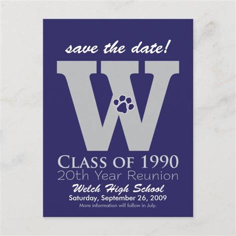 Customsheila Class Reunion Save The Date V1 Announcement Postcard