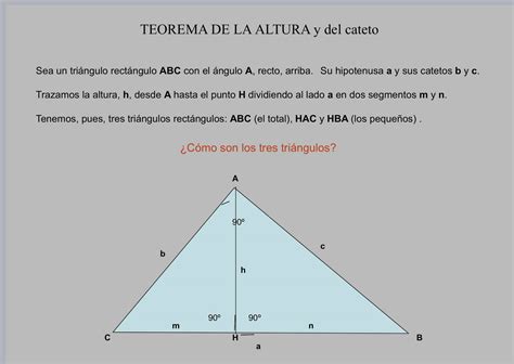 Semejanza de triángulos Teoremas del cateto y de la altura