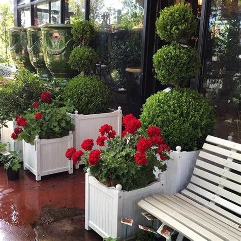 The planter boxes steal the show. Versailles Style Planters | Gorgeous gardens, Commercial ...