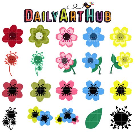 Cute Flowers Clip Art Set Daily Art Hub Free Clip Art Everyday