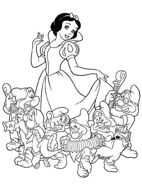 Snow White And The Seven Dwarfs Free Colouring Pages