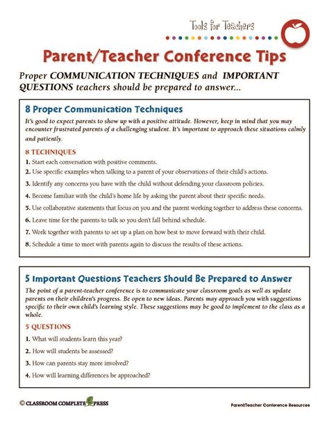 Strategies For Getting Ready For Parent Teacher Conferences Classroom