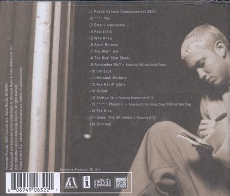 The Marshall Mathers Lp Eminem Songs Reviews Credits Allmusic