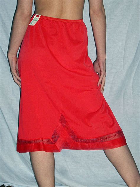 Vintage 1950 Lorraine Flame Red Half Slip New Nwt Nos Size Large From