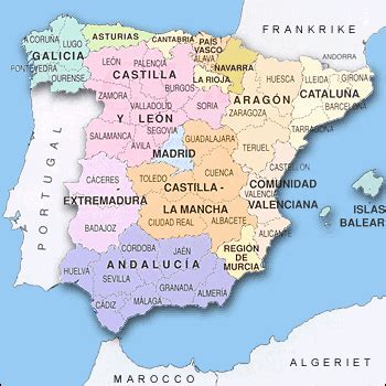 Spanien är en av de många länder i europa idag, spanien är en medlem av den europeiska unionen. Karta över Spanien Regionen | Karta över Sverige ...