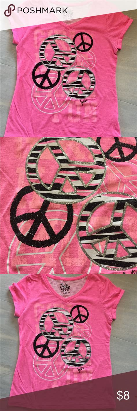 Pink Justice Peace Top Tops Justice Shirts Peace Top