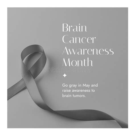 Composition Of Brain Cancer Awareness Month Text Over Ribbon On Grey