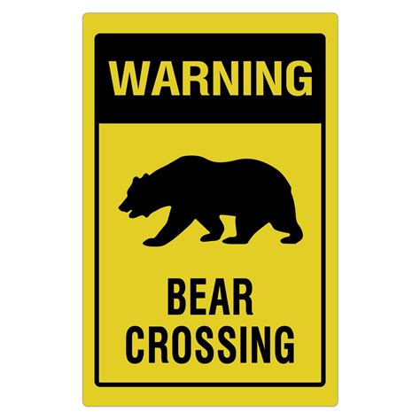Buy Aluminum Warning Metal Sign Warning Bear Crossing Animal Notice