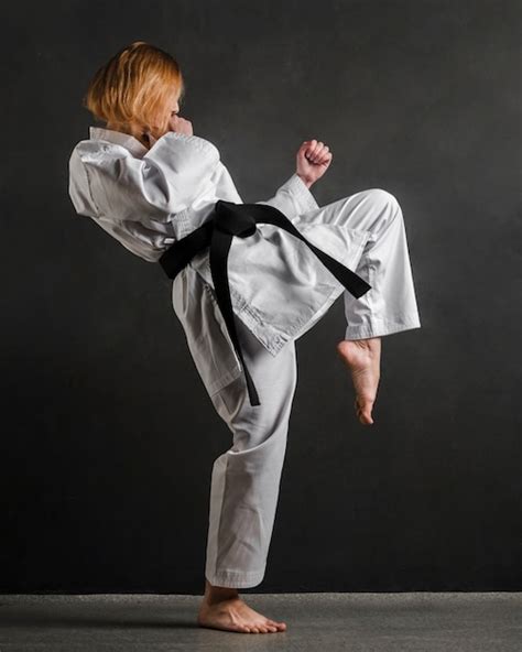 Free Photo Karate Woman Practicing Full Shot