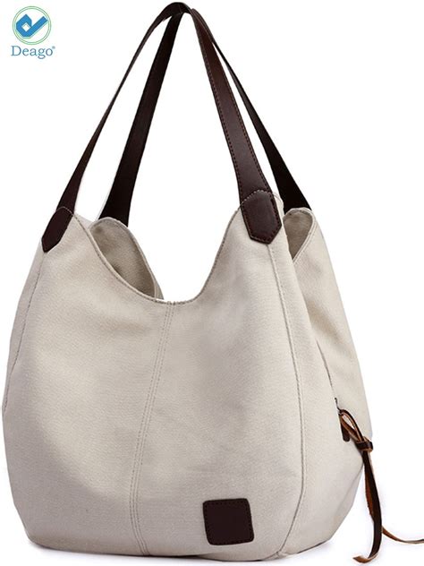 Deago Fashion Women S Multi Pocket Cotton Canvas Handbags Shoulder Bags