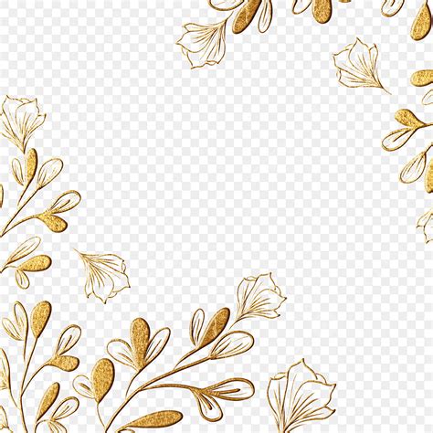 Gambar Bunga Emas Daun Tanaman Bunga Perbatasan Draft Linier Daun Daun