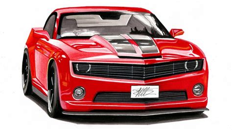 Realistic Car Drawing Chevrolet Camaro Time Lapse Youtube