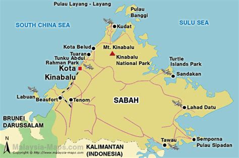 The title has been in use since 24 june 1994, when the high court of sabah and sarawak was renamed from the high court of borneo. Sabah Map - Map of Sabah in Malaysia