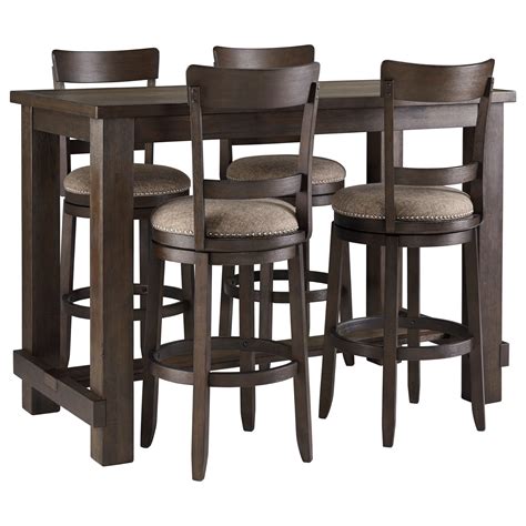 Signature Design By Ashley Drewing D538 124x130 Five Piece Chair And Pub