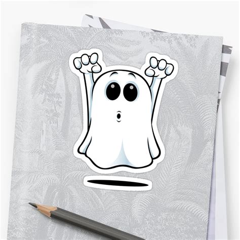 Cartoon Ghost Going Boo Sticker By Designwolf Redbubble