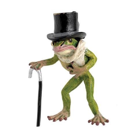 Austrian Bronze Frog With Top Hat Scarf Cane Cute