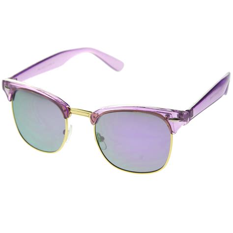 Womens Horn Rimmed Sunglasses With Uv400 Protected Mirrored Lens Sunglass La