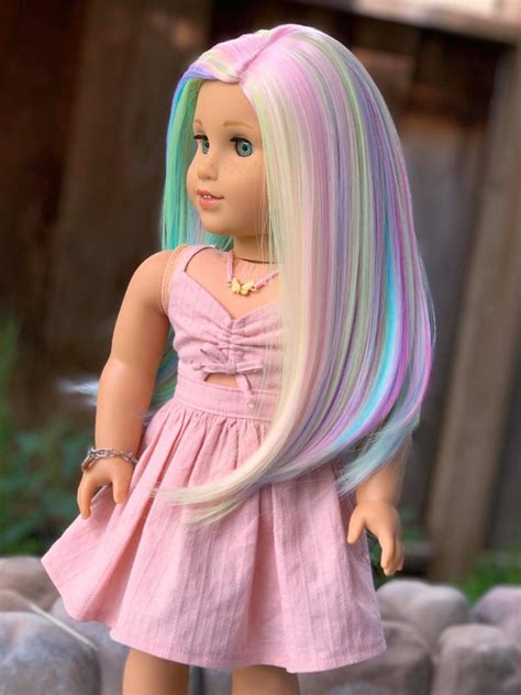 10 11 Custom Doll Wig Made For Ag Dolls Rainbow Curling Etsy Doll