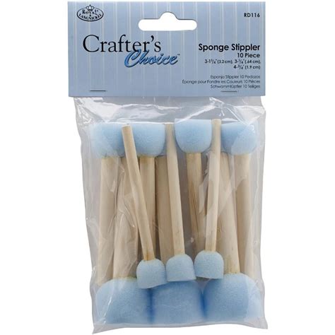 Round Foam Brushes 10 Pack Of Stipple Brushes For Stenciling Blue