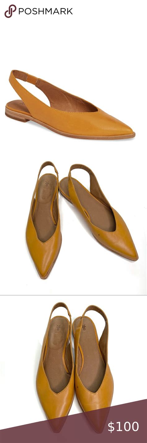 Frye Kenzie Slingback Mustard Leather Flat 95 Frye Shoes Kenzie Plus