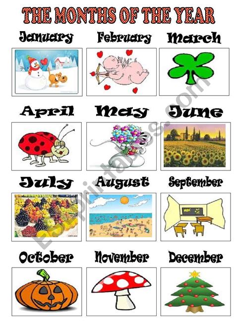The Months Of The Year Esl Worksheet By Marimaise